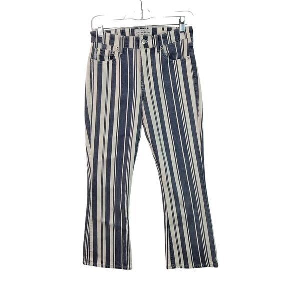 Lucky Brand Bridgette Mini Boot Blue White Striped Jeans Pants 25 - Picture 2 of 7